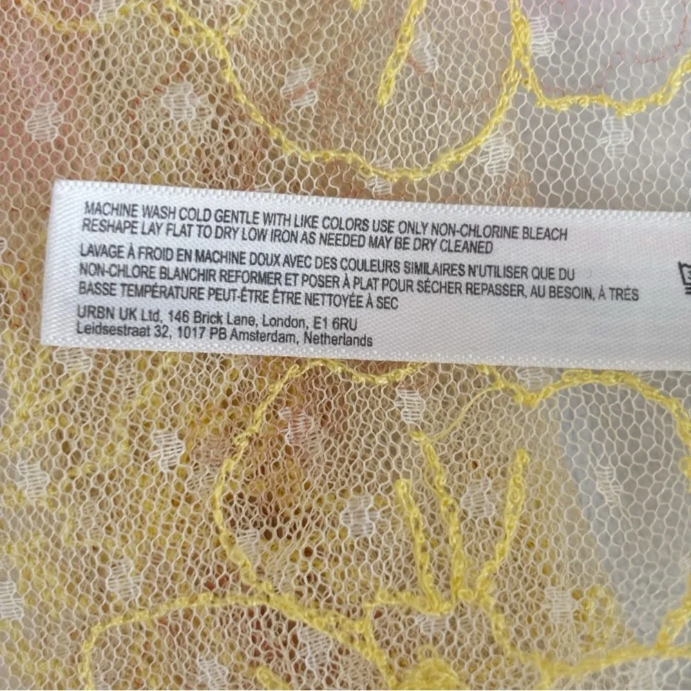 Intimately Free People Yellow Floral Sheer Mesh Top Small - Picture 7 of 8